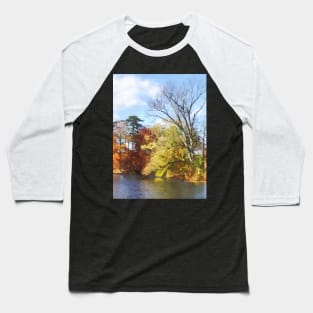 House by Lake in Autumn Baseball T-Shirt